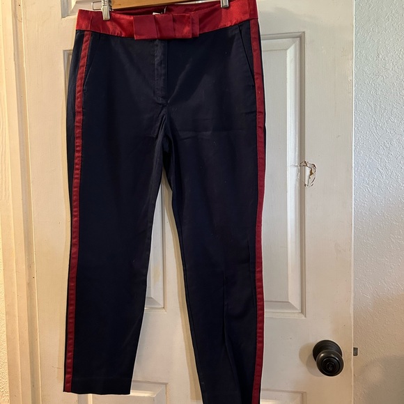 J. Crew Pants - J. Crew Navy Tuxedo Stripe Ankle Pants with Burgundy Trim